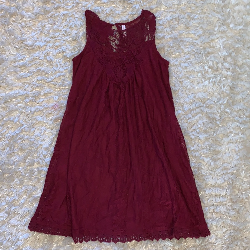 Maroon lacey dress mid length size S